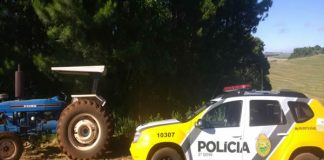 Trator furtado em São Domingos-SC, é recuperado pela Polícia Militar de Clevelândia