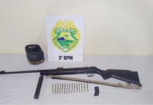 Apreensão de rifle e munições no interior de Palmas/PR