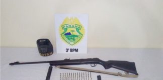 Apreensão de rifle e munições no interior de Palmas/PR