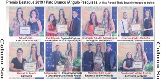 Prêmio Destaque 2019 / Pato Branco /Ângulo Pesquisas. A Miss Paraná Thais Zucchi entregou os troféis