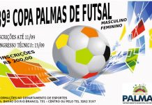 Inscrições abertas para a 39° Copa Palmas de Futsal