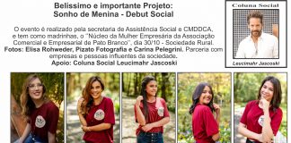 Belíssimo e importante Projeto: Sonho de Menina – Debut Social