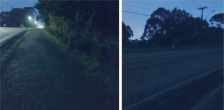 Falta de iluminação pública nas ruas em direção ao IFPR