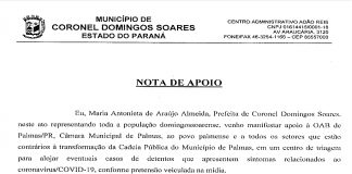 NOTA DE APOIO CDS