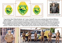 O garotinho Raul Villela Budziak, de 11 anos, Castro/Pr, teve uma surpresa dos policiais Militares da sua cidade