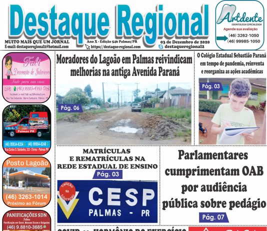 CAPA JORNAL DESTAQUE REGIONAL 03/12