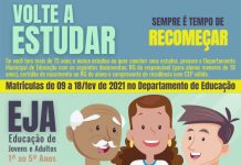 Matrículas abertas para a EJA 1º ao 5º Anos em Cel. Domingos Soares