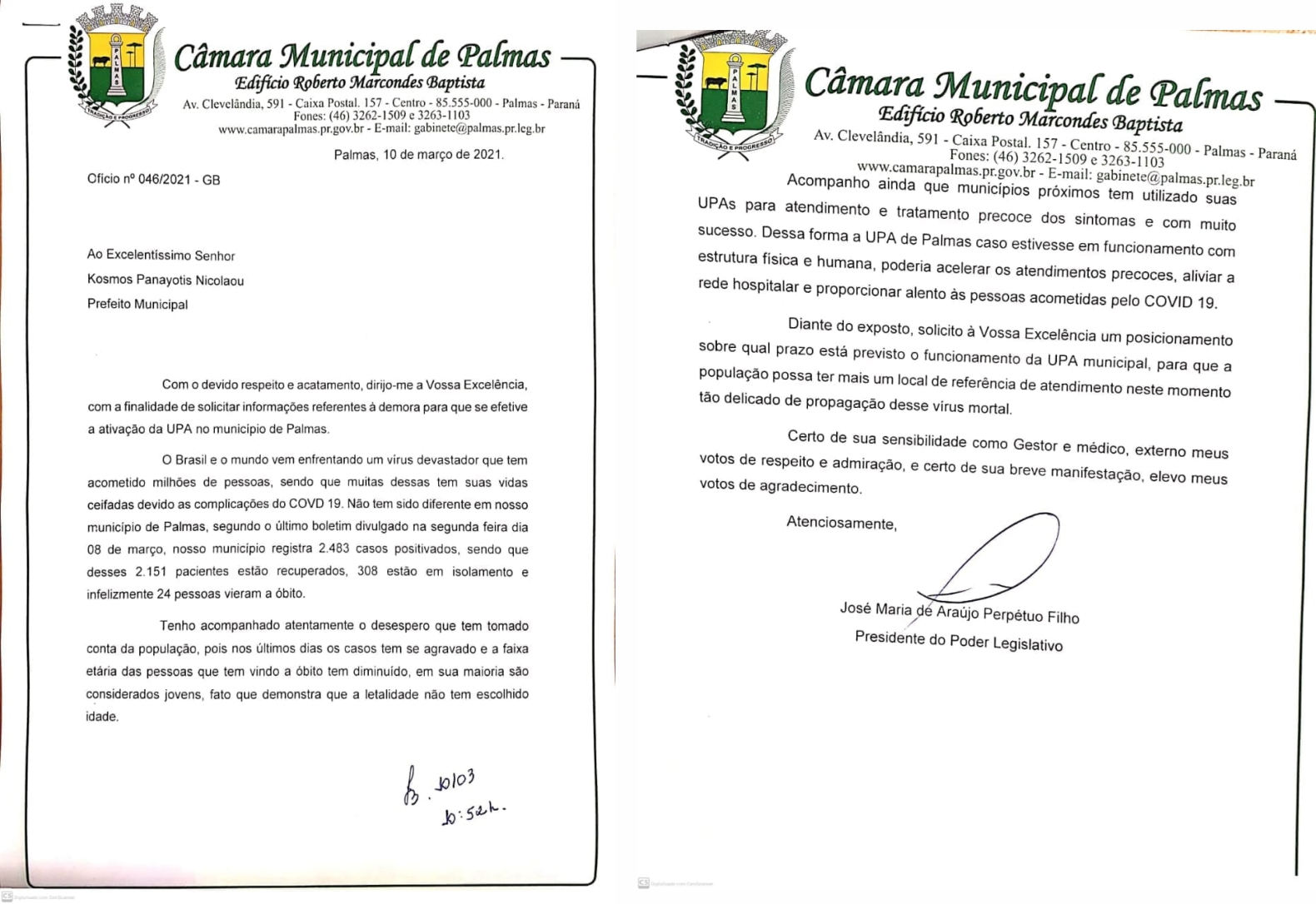 Presidente da Câmara envia ofício ao prefeito solicitando informações