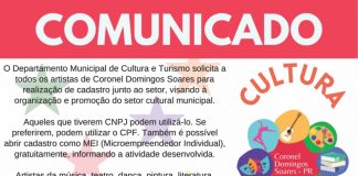Departamento de Cultura e Turismo cadastra artistas locais