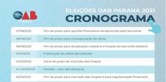 As eleições das diretorias e conselhos da seccional e das subseções da OAB no Paraná foram designadas para o dia 25 de novembro de 2021