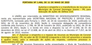 Cel. Domingos Soares receberá recursos para ações da Defesa Civil
