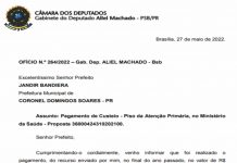 Deputado Aliel Machado garante mais R$ 400 mil para a Saúde de CDS