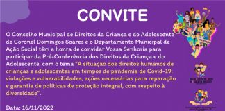 Cel. Domingos Soares realizará Pré-Conferência dos Direitos da Criança e do Adolescente