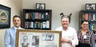 Bandiera e primeira-dama visitaram desembargador descendente do patrono do Município