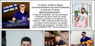 O cantor, artista e figura reconhecidíssimo em todo Sudoeste á mais de 12 anos, @renanluizcantor…