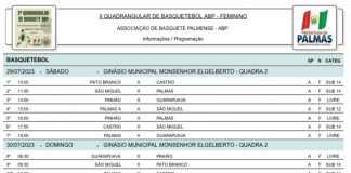 Tabela de Jogos – II QUADRANGULAR ABP