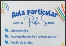 AULA PARTICULAR COM PROFESSORA SONIA