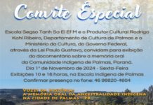 Documentário que conta a história da Comunidade Indígena de Palmas terá estreia dia 1º