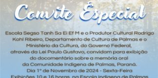 Documentário que conta a história da Comunidade Indígena de Palmas terá estreia dia 1º