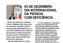 03 DE DEZEMBRO DIA INTERNACIONAL DA PESSOA COM DEFICIÊNCIA