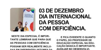 03 DE DEZEMBRO DIA INTERNACIONAL DA PESSOA COM DEFICIÊNCIA
