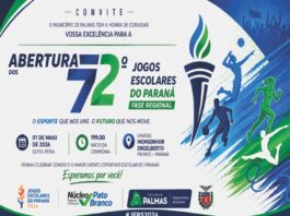 Palmas sediará abertura da fase regional dos 72º Jogos Escolares do Paraná nesta sexta-feira