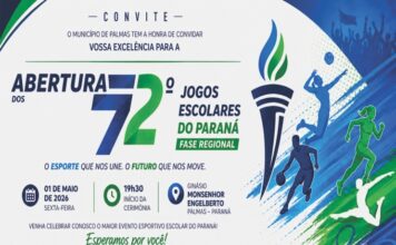 Palmas sediará abertura da fase regional dos 72º Jogos Escolares do Paraná nesta sexta-feira
