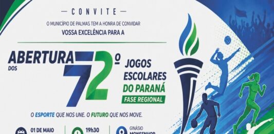 Palmas sediará abertura da fase regional dos 72º Jogos Escolares do Paraná nesta sexta-feira