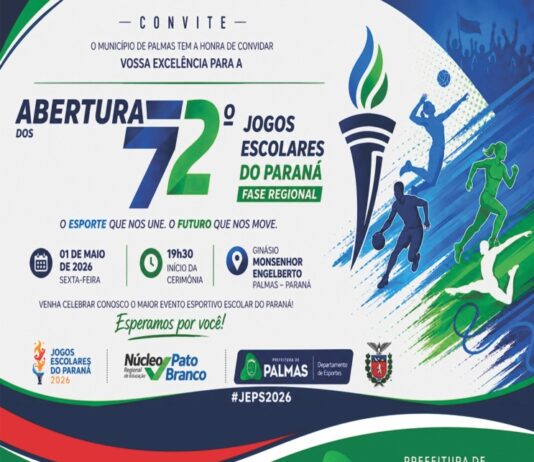 Palmas sediará abertura da fase regional dos 72º Jogos Escolares do Paraná nesta sexta-feira