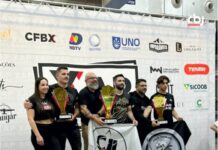 A equipe Gracie Barra de Palmas, sul do Paraná, liderada pelo professor Diego Bussolaro, foi destaque no Xap Games 2026