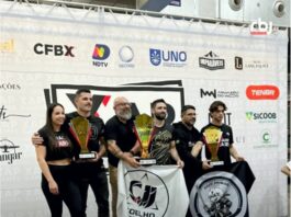 A equipe Gracie Barra de Palmas, sul do Paraná, liderada pelo professor Diego Bussolaro, foi destaque no Xap Games 2026