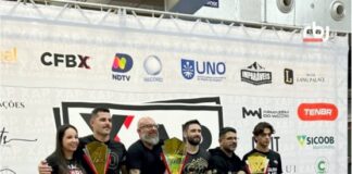 A equipe Gracie Barra de Palmas, sul do Paraná, liderada pelo professor Diego Bussolaro, foi destaque no Xap Games 2026