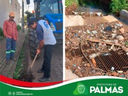 Infraestrutura intensifica limpeza de bueiros como medida preventiva diante da previsão de chuvas em Palmas