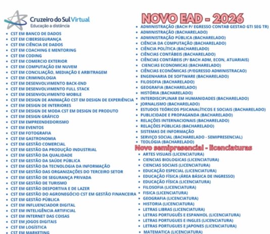 NOVOS EAD – 2026